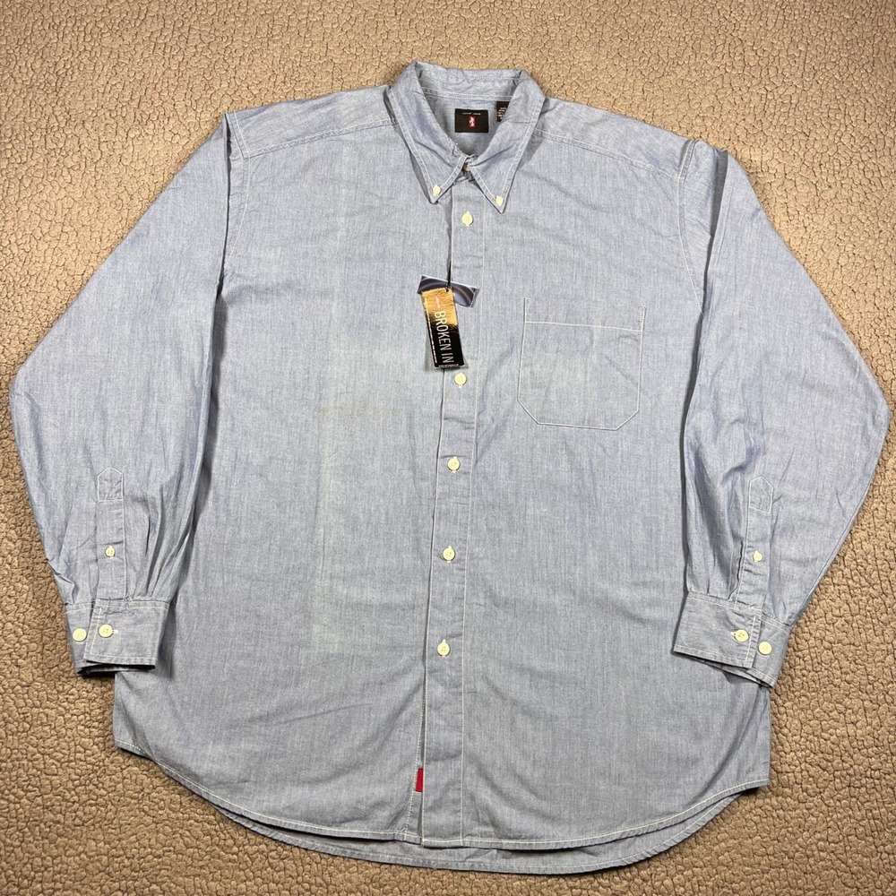 Vintage Levis Jeans Broken In Button Down Shirt Mens Large Blue Cotton NWT 1998